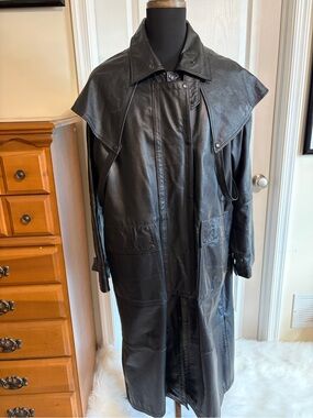 Vintage Leather King Trench Coat Duster  Size XL
